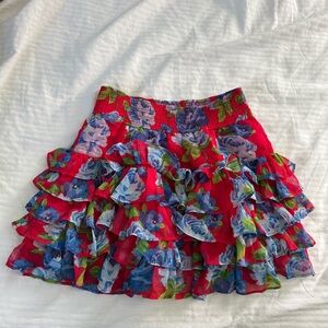 Abercrombie & Fitch Red and Blue Floral Mini Skirt